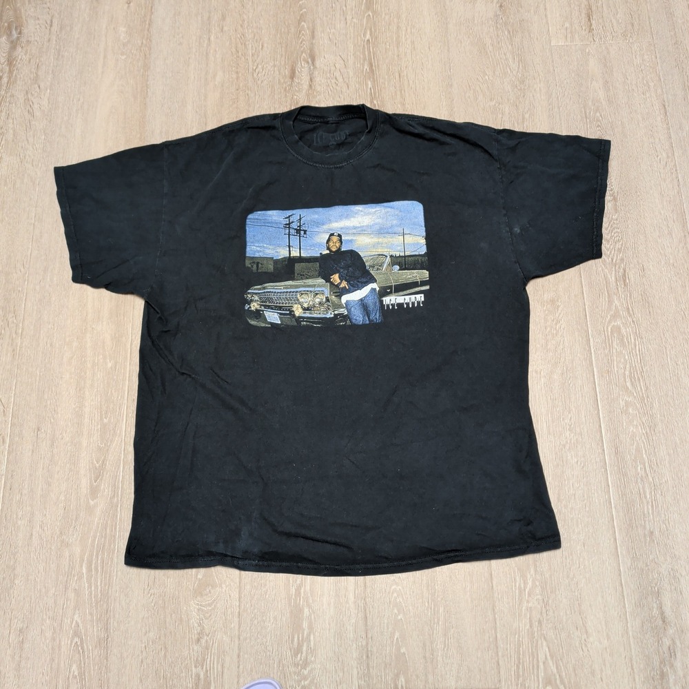 Ice Cube Mens 2XL Graphic T-Shirt Black Short Sleeve Lowrider Rap Tee Distressed
